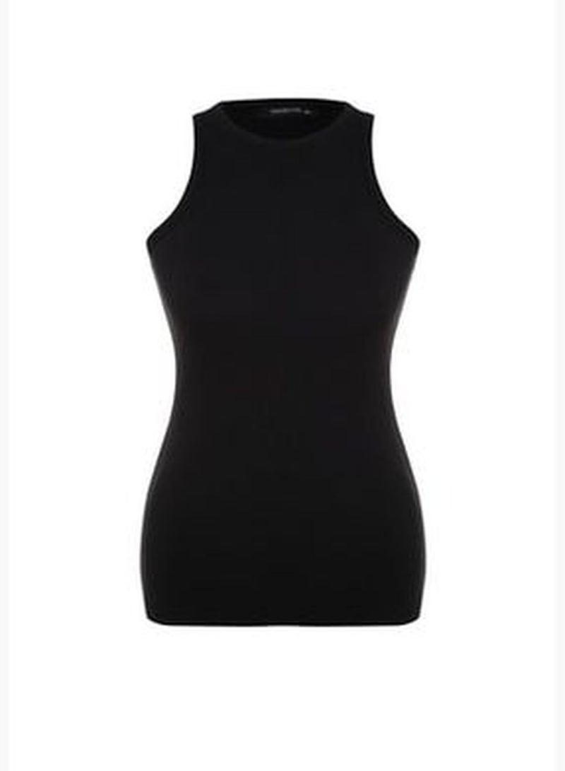 Black Halter Neck Basic Knitted Undershirt