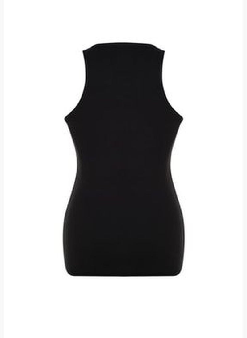 Black Halter Neck Basic Knitted Undershirt