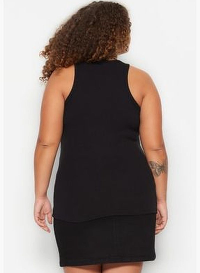 Black Halter Neck Basic Knitted Undershirt