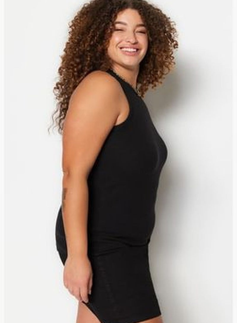 Black Halter Neck Basic Knitted Undershirt