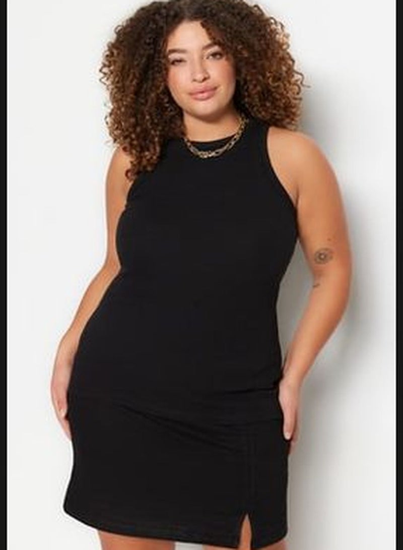 Black Halter Neck Basic Knitted Undershirt