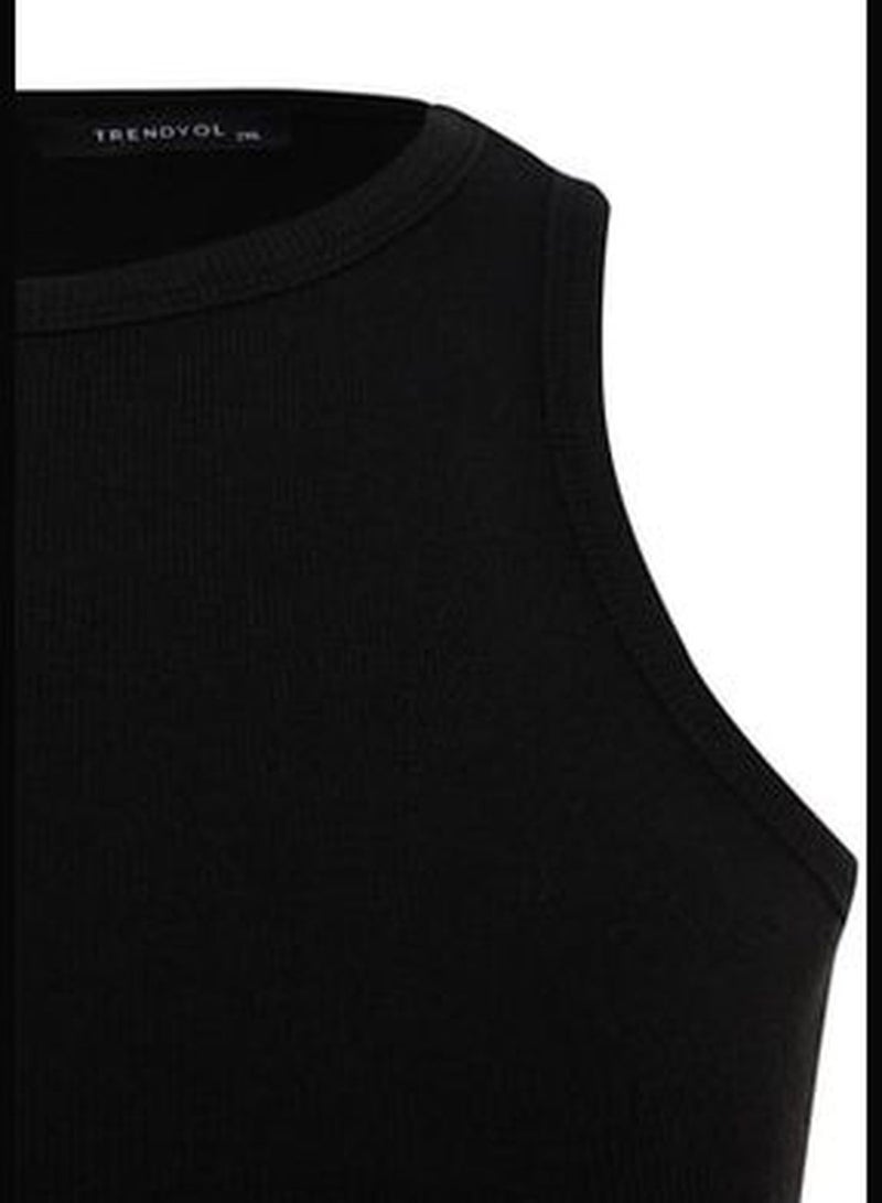 Black Halter Neck Basic Knitted Undershirt