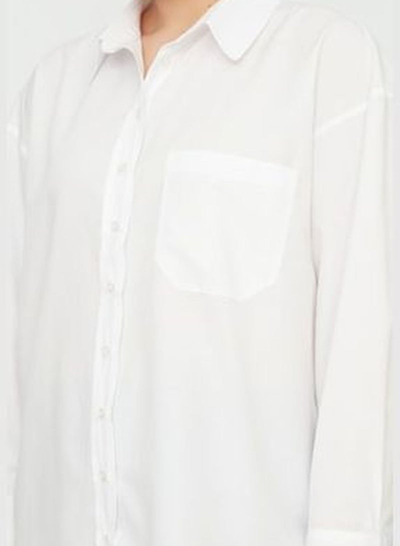 White Boyfriend Woven Shirt TBBSS22GO0323