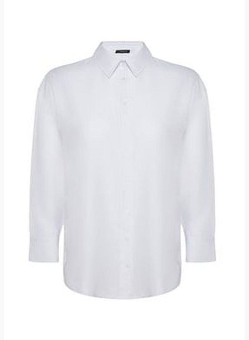 White Boyfriend Woven Shirt TBBSS22GO0323