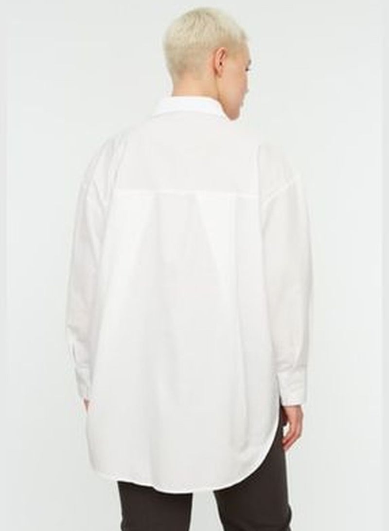 White Boyfriend Woven Shirt TBBSS22GO0323