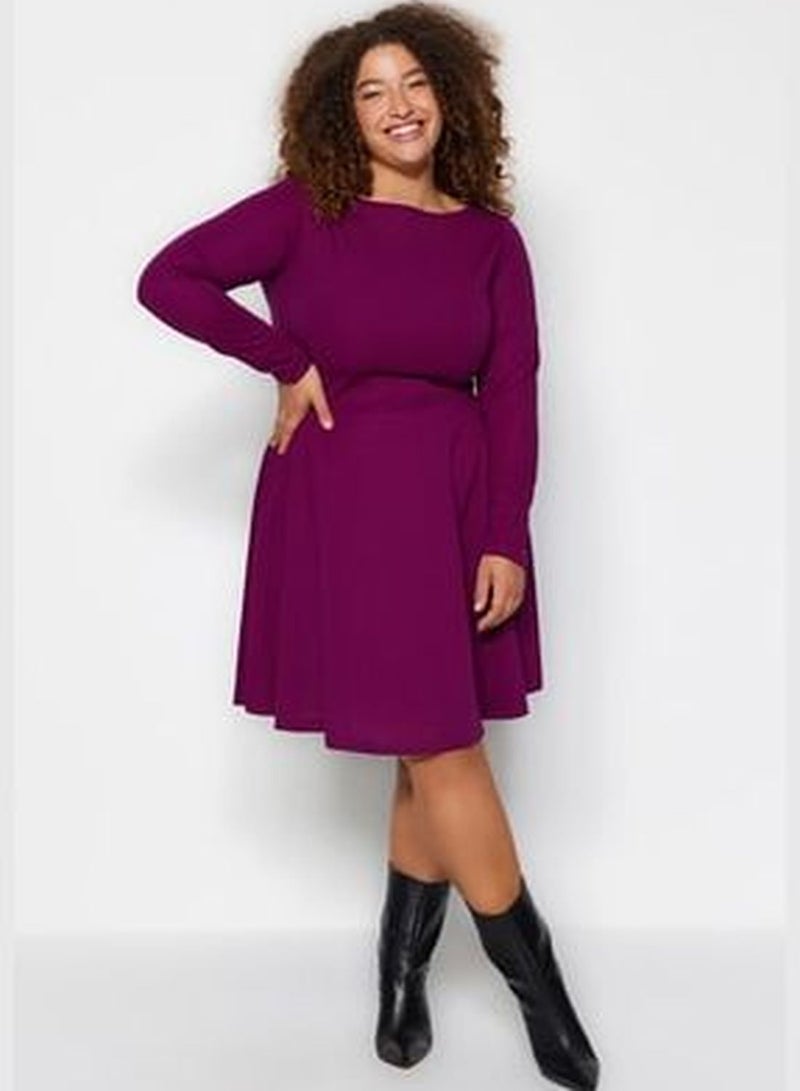 Dark Purple Halterneck/Skater Knitted Dress TBBAW24AH00061