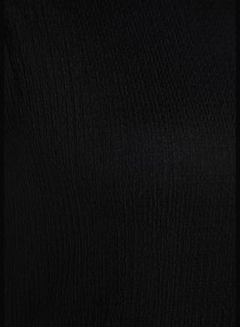 Black A-line Crepe Knitted Dress TBBSS22EL2370