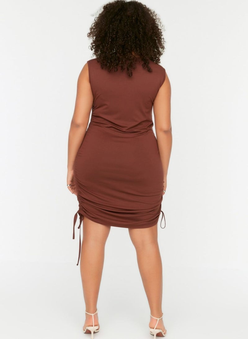 Crew Neck Ruched Dress