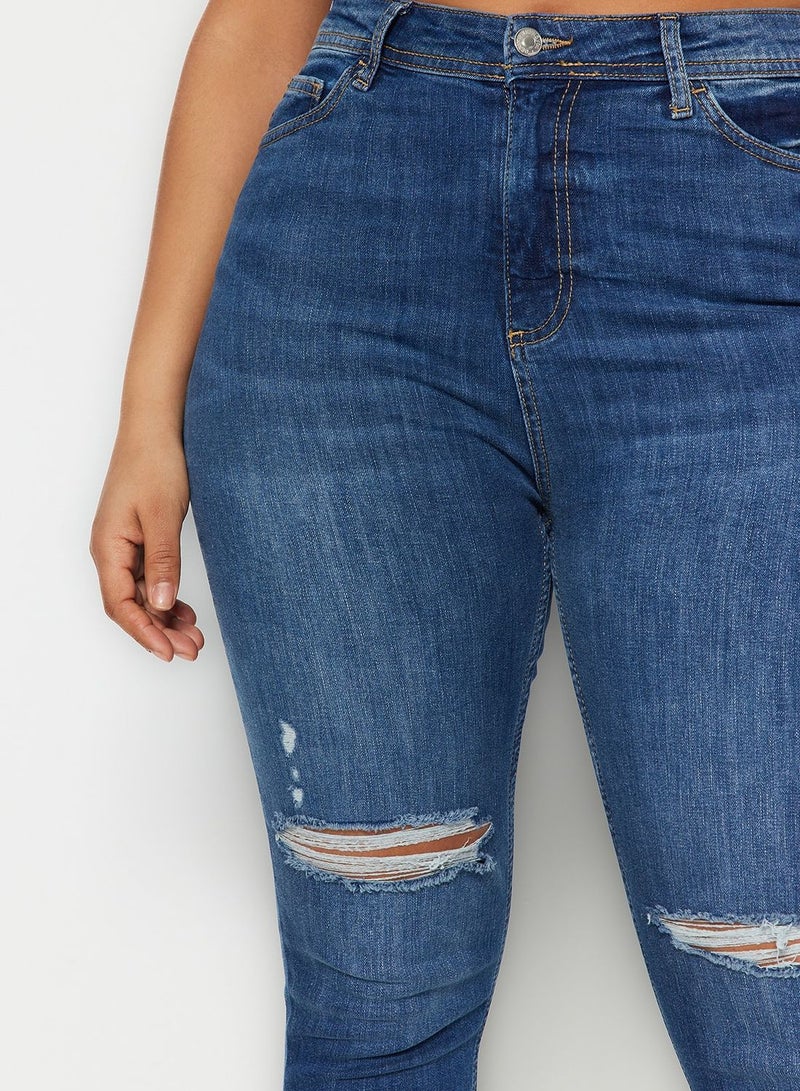 High Waist Distressed Skinny Jeans