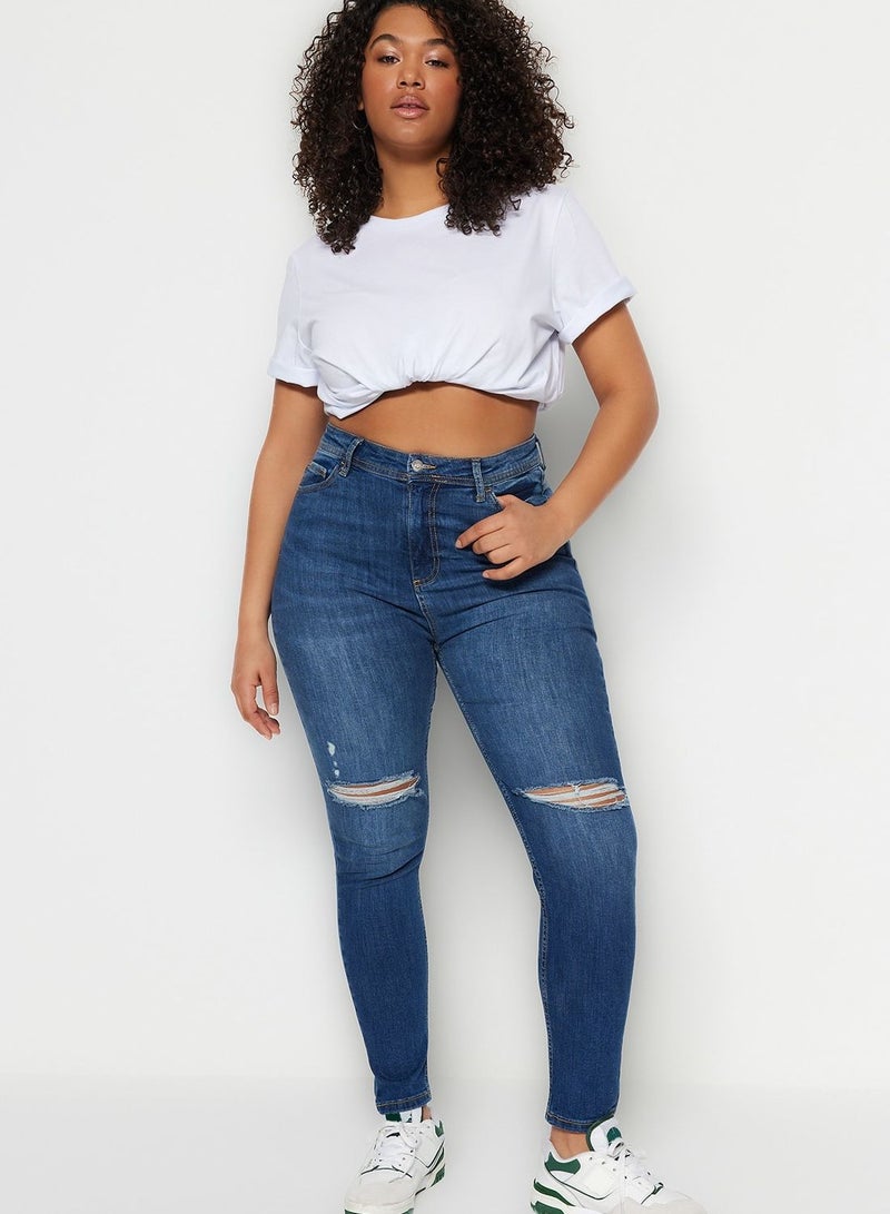 High Waist Distressed Skinny Jeans