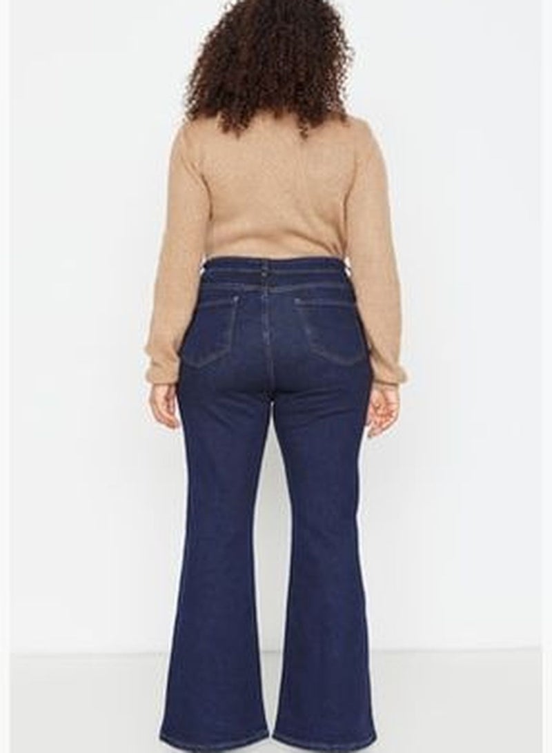 Blue High Waist Zippered Leg Flare Jeans