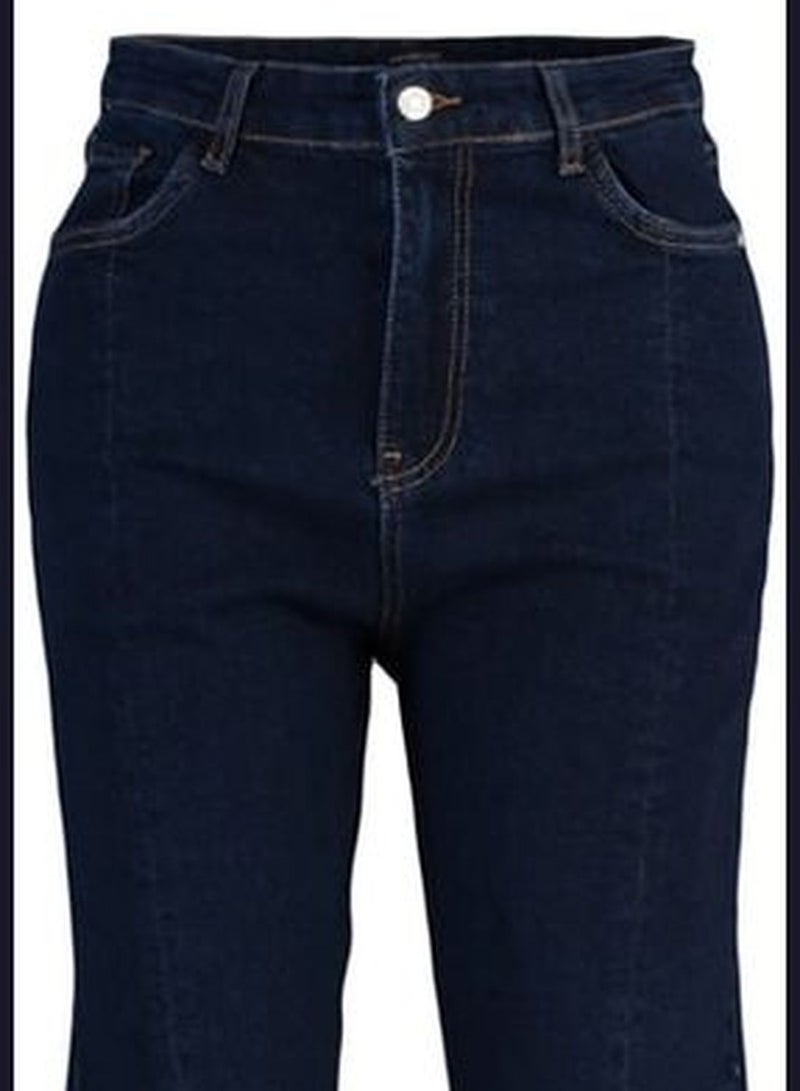 Blue High Waist Zippered Leg Flare Jeans