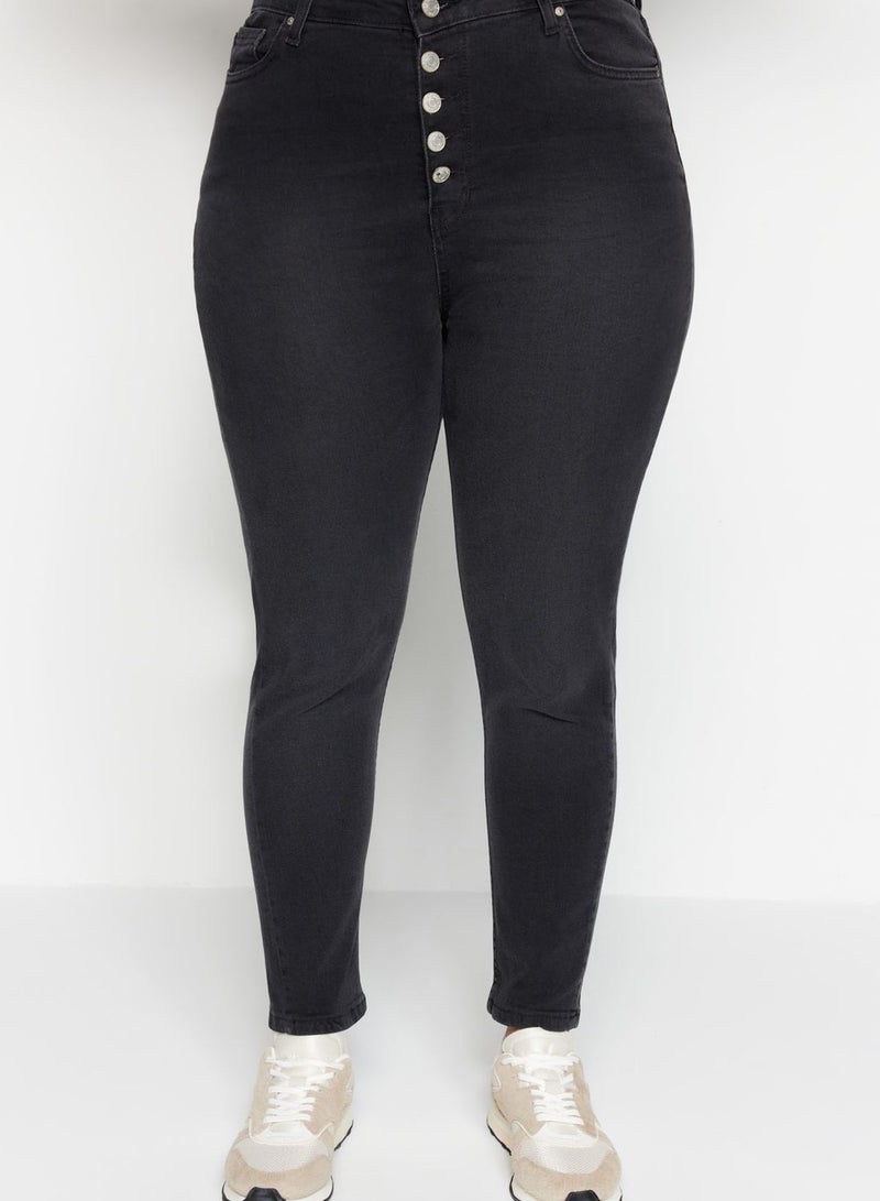Front Button Detail Skinny Jeans