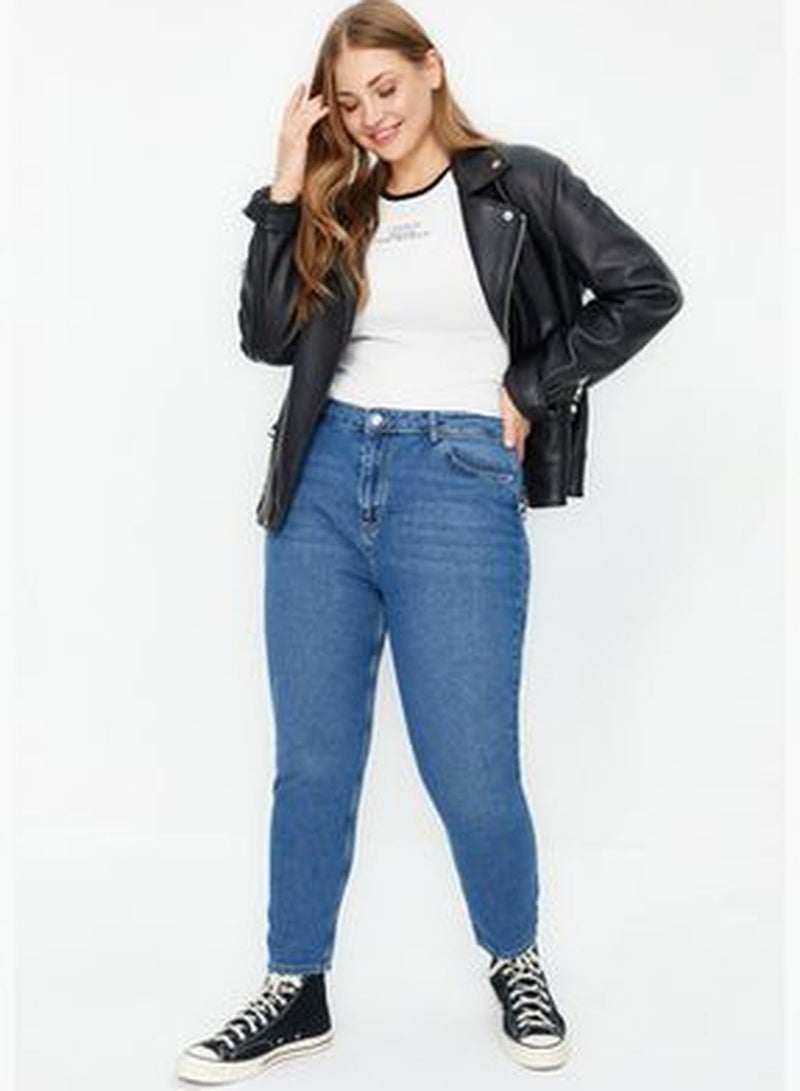 Dark Blue High Waist Mom Jeans