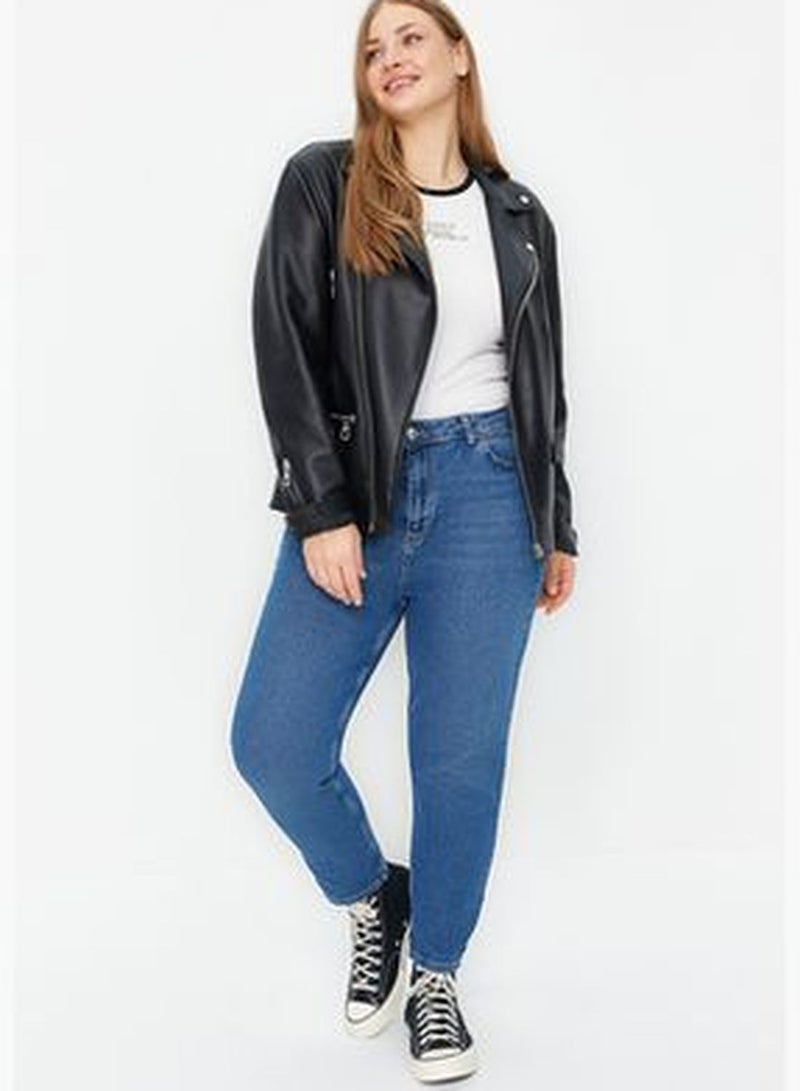 Dark Blue High Waist Mom Jeans