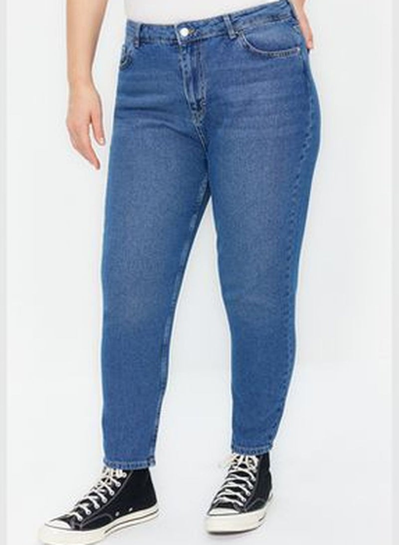 Dark Blue High Waist Mom Jeans