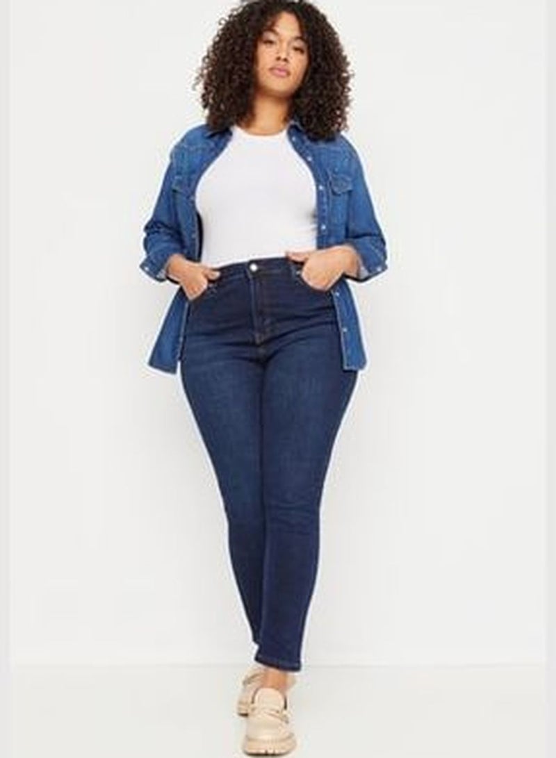 Dark Blue High Waist Stretchy Skinny Jeans