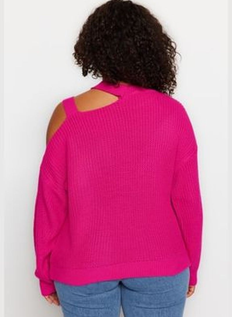 Fuchsia Window/Cut Out Detailed Knitwear Sweater TBBAW23AN00138