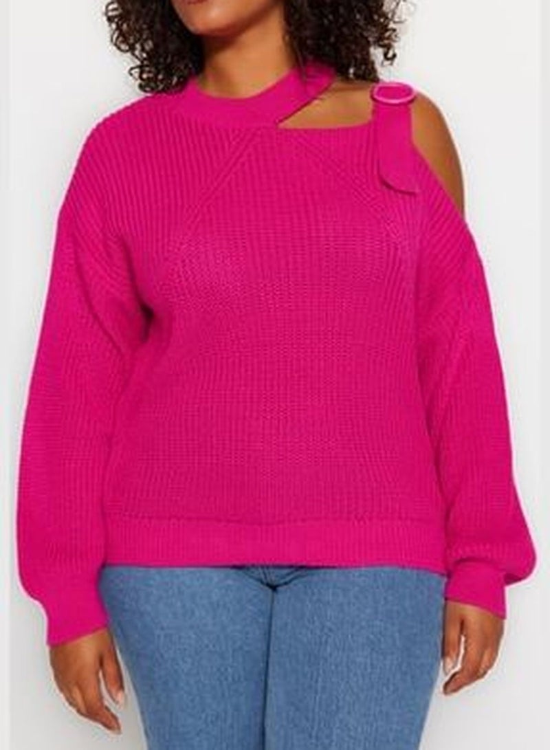 Fuchsia Window/Cut Out Detailed Knitwear Sweater TBBAW23AN00138