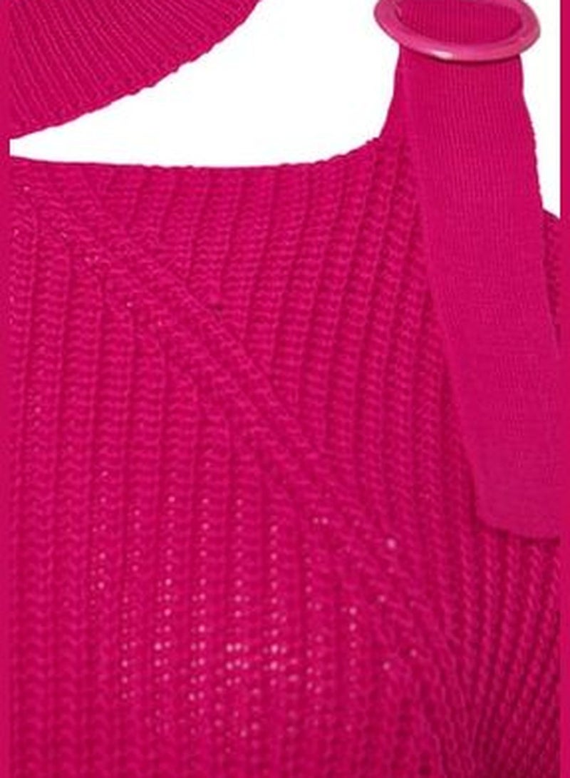 Fuchsia Window/Cut Out Detailed Knitwear Sweater TBBAW23AN00138