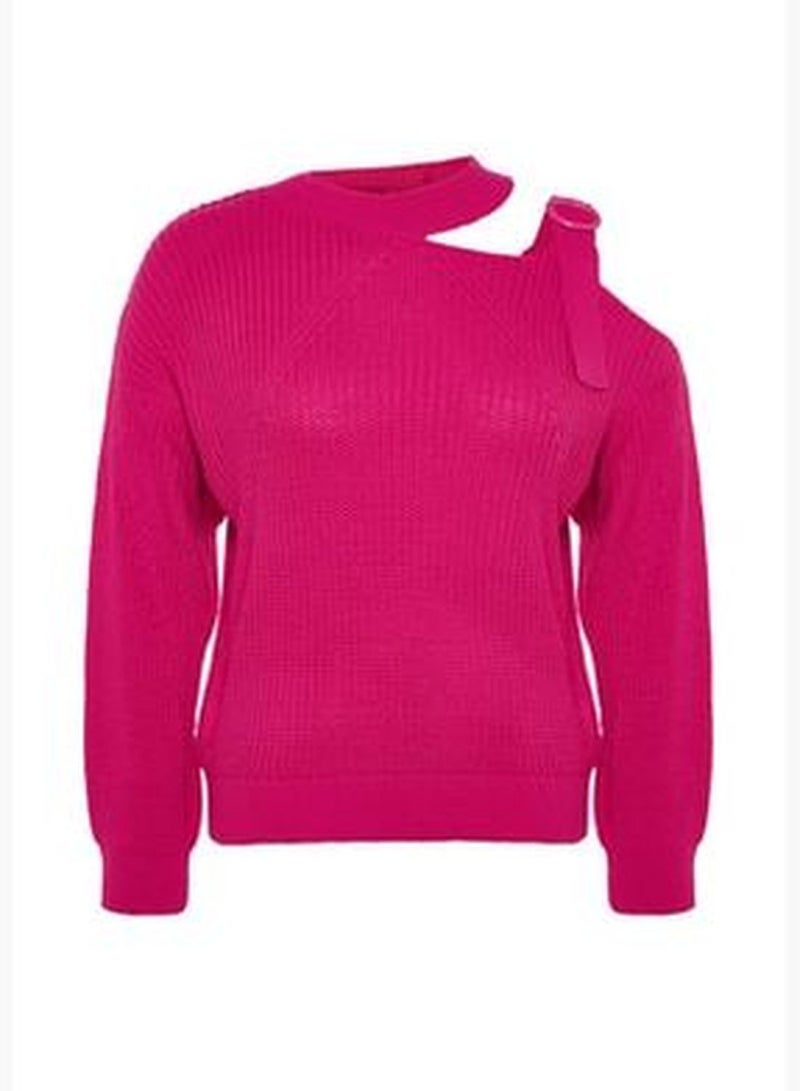 Fuchsia Window/Cut Out Detailed Knitwear Sweater TBBAW23AN00138