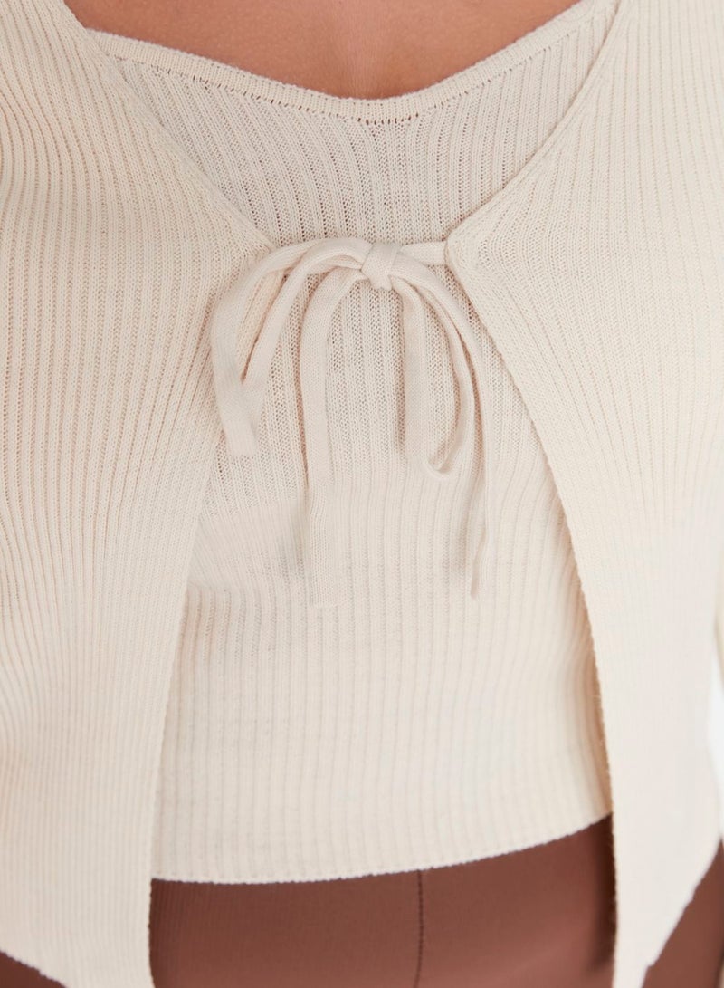 Strappy Ribbed Top & Cardigan