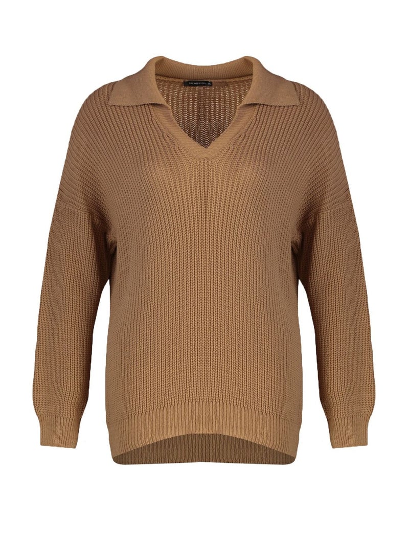 Polo Neck Knitted Sweater