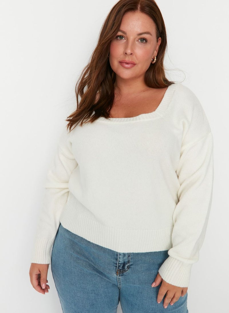 Square Collar Knitted Sweater