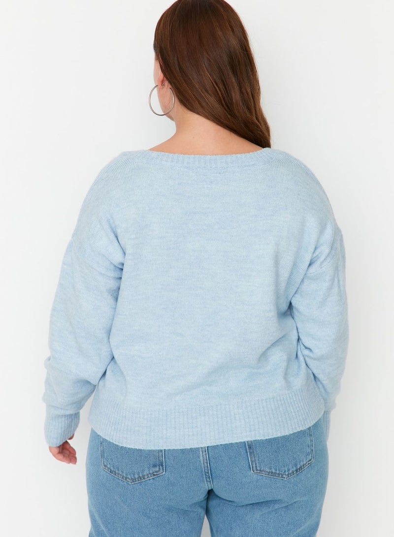 Square Collar Knitted Crop Sweater