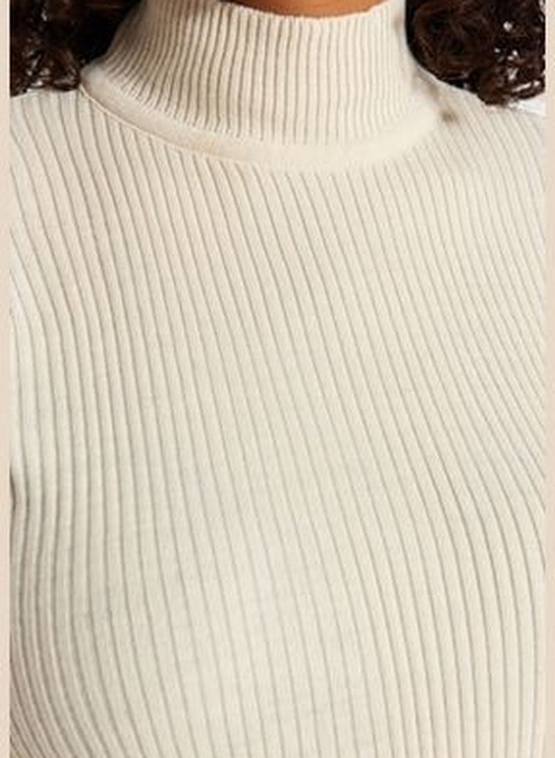 Cream Half Turtleneck Thin Knitwear Sweater TBBAW23AN00022