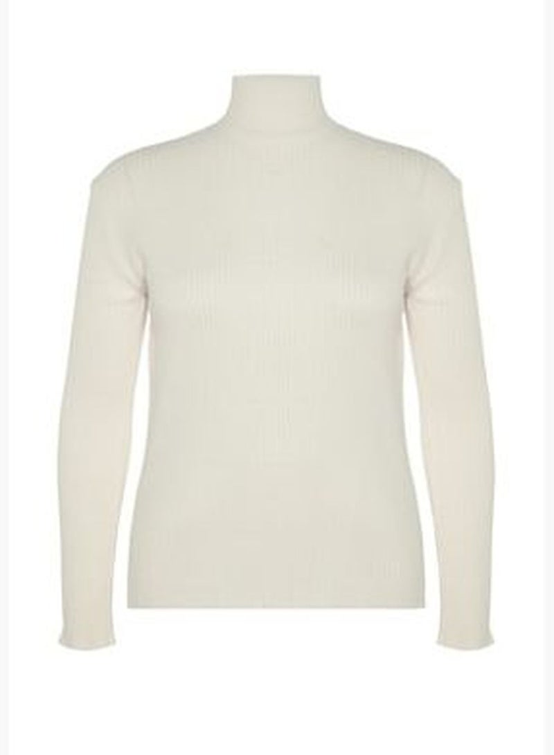 Cream Half Turtleneck Thin Knitwear Sweater TBBAW23AN00022