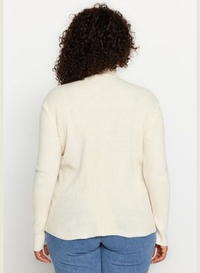 Cream Half Turtleneck Thin Knitwear Sweater TBBAW23AN00022