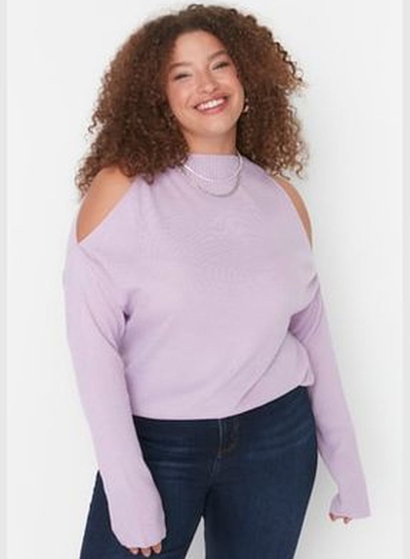 Lilac Cut Out Detailed Knitwear Sweater TBBAW23AN00025