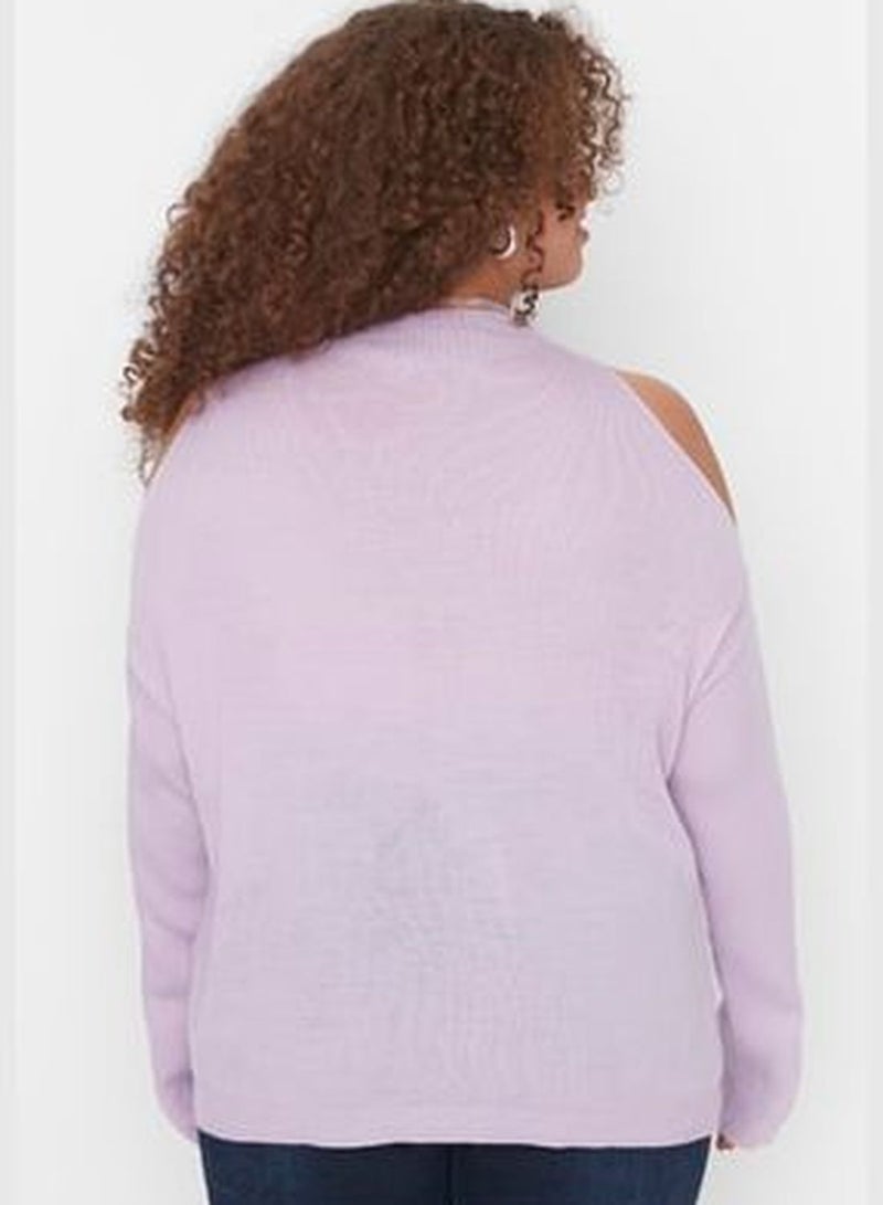 Lilac Cut Out Detailed Knitwear Sweater TBBAW23AN00025