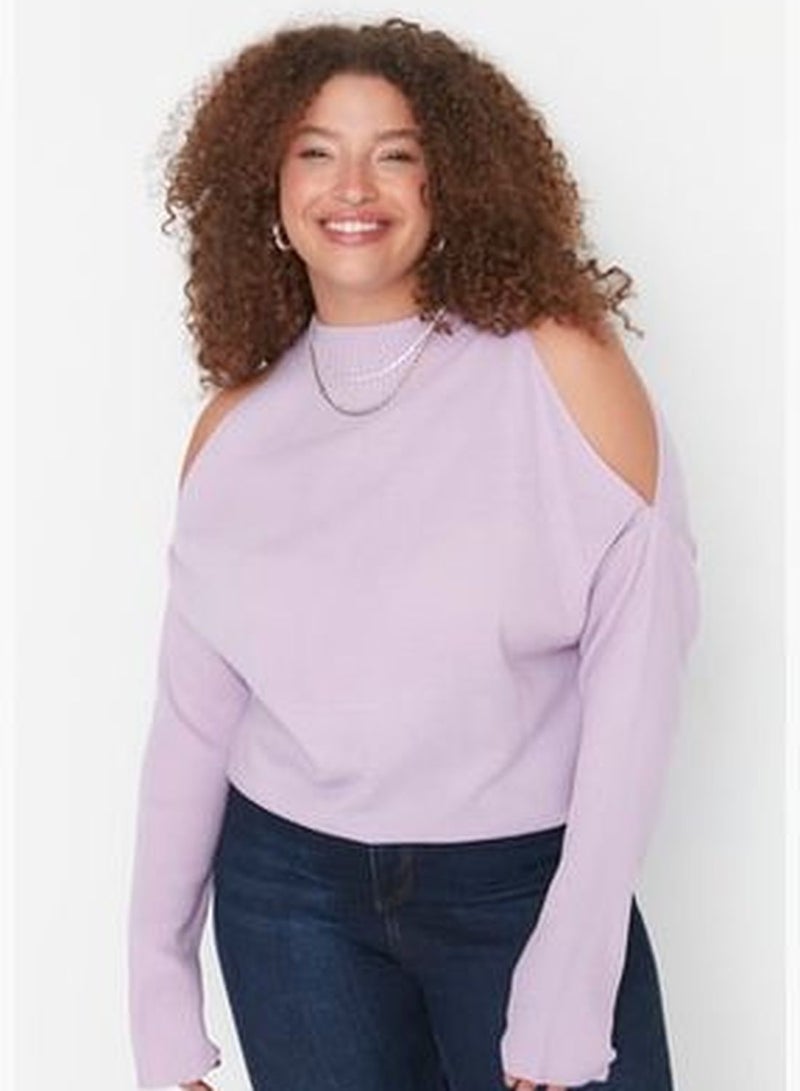 Lilac Cut Out Detailed Knitwear Sweater TBBAW23AN00025