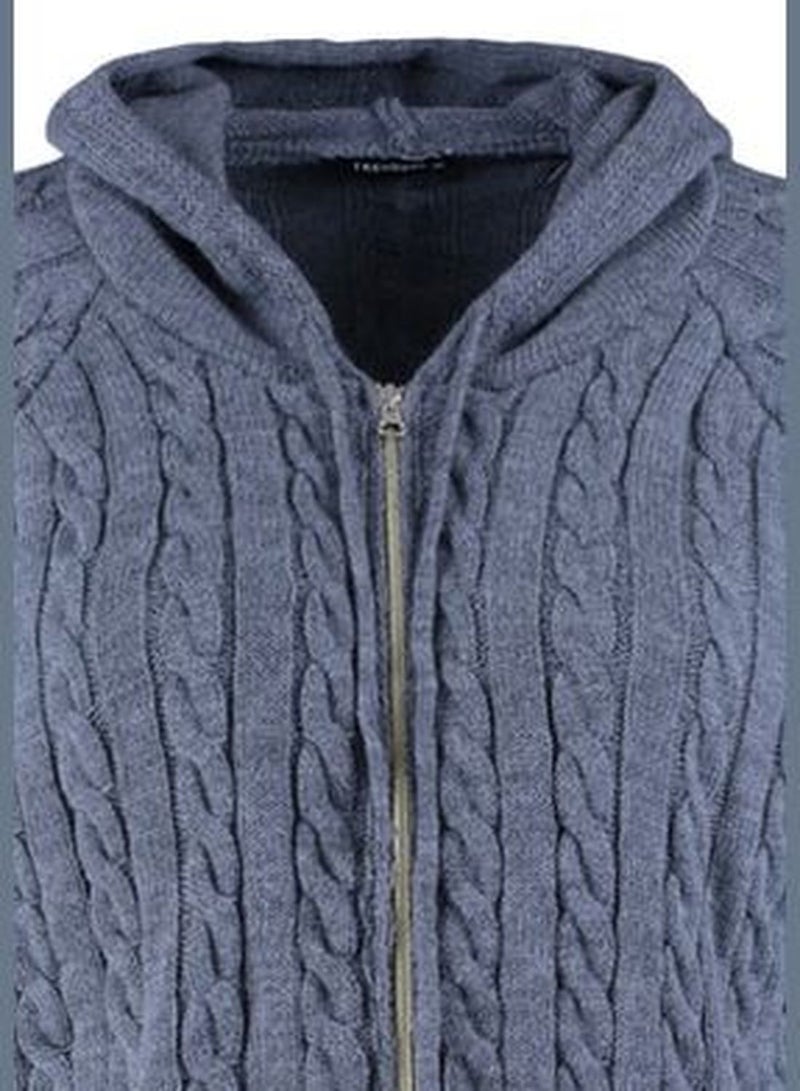 Anthracite Zippered Tricot Cardigan