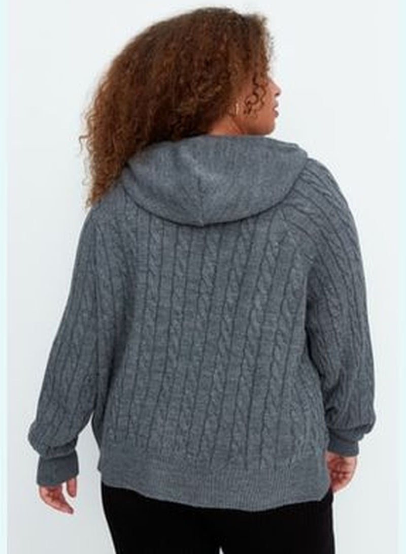 Anthracite Zippered Tricot Cardigan