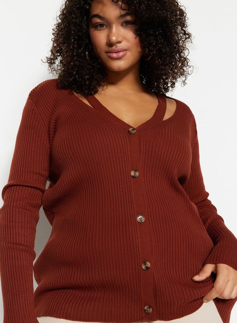Cut Out Ribbed Cardigan