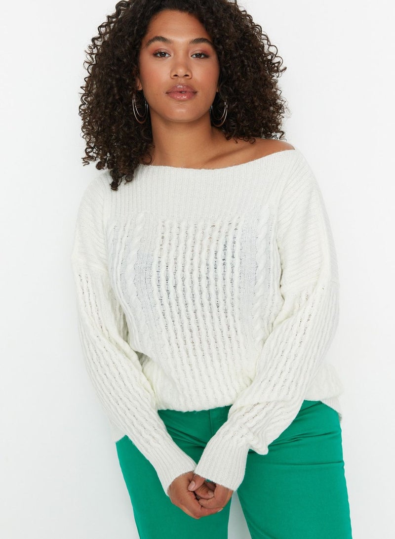 Boat Neck  Knitted Sweater