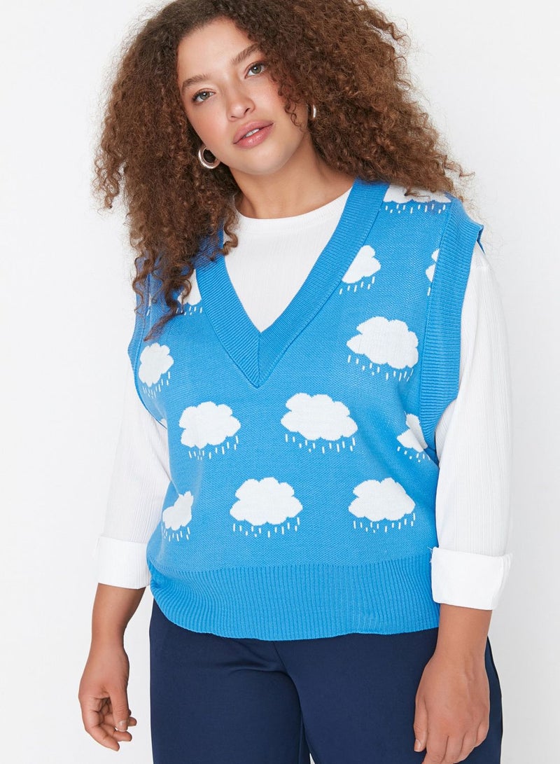 Printed Crop Sweater