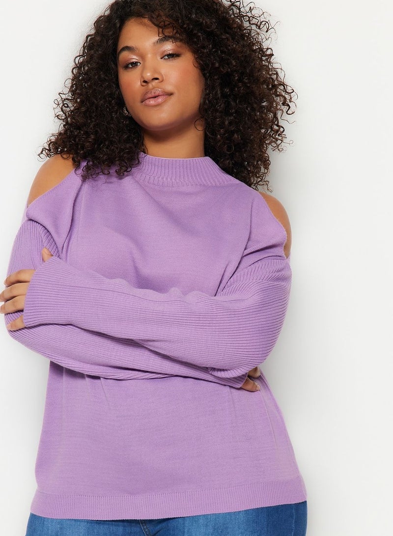 Cold Shoulder Knitted Sweater