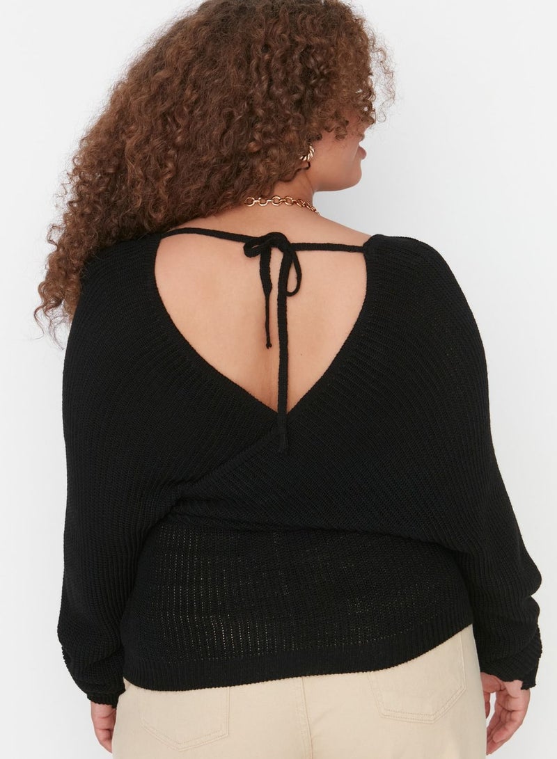 Surplice Plunge Knitted Sweater