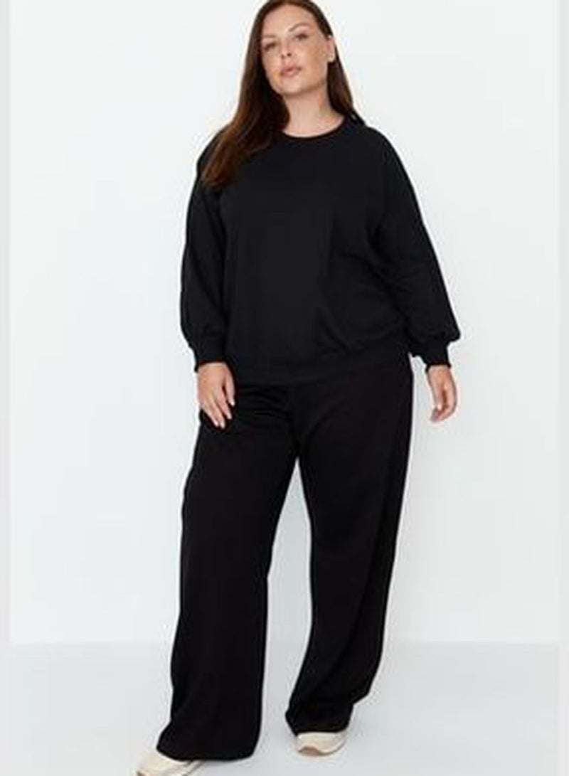 Black Wideleg Thin, Knitted Sweatpants TBBAW23AJ00007