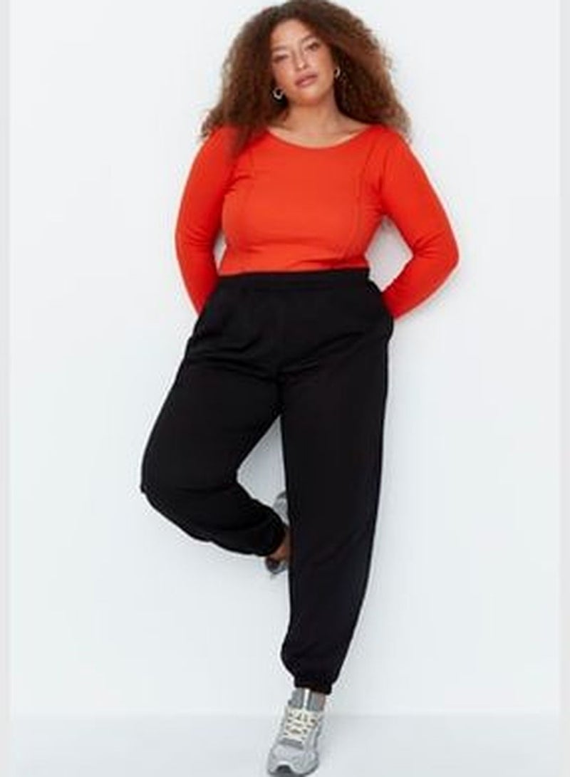 Black Loose Jogger Slim Knitted Sweatpants With Elastic Legs TBBAW23AJ00002