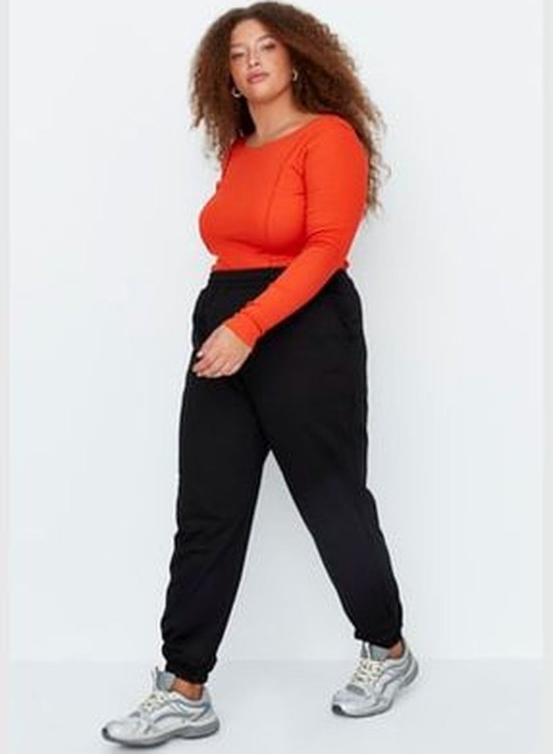 Black Loose Jogger Slim Knitted Sweatpants With Elastic Legs TBBAW23AJ00002