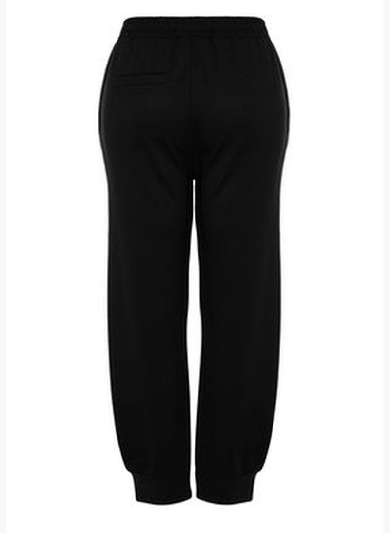 Black High Waist Slim Jogger Knitted Sweatpants TBBAW24AJ00011