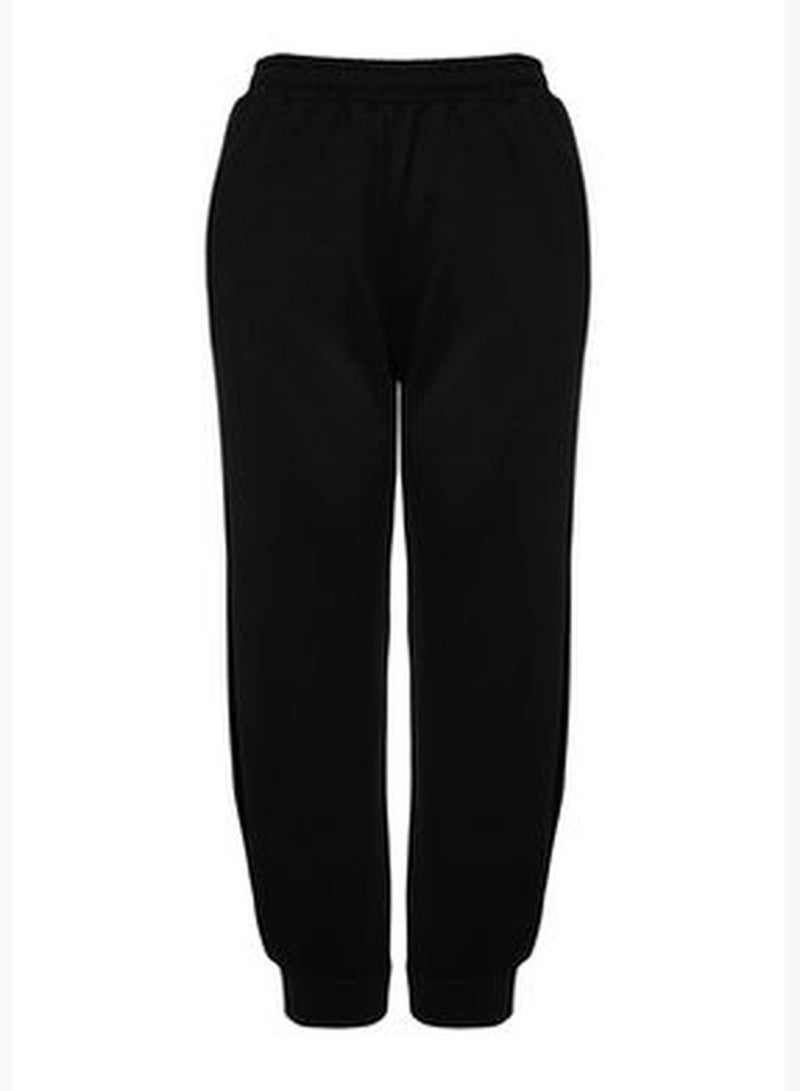 Black High Waist Slim Jogger Knitted Sweatpants TBBAW24AJ00011