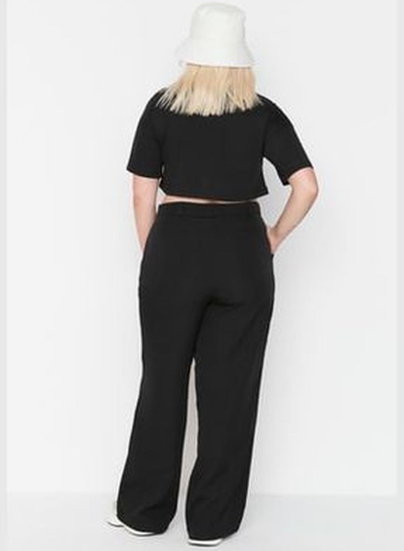 Black Wide Leg Woven Trousers TBBAW23AR00007