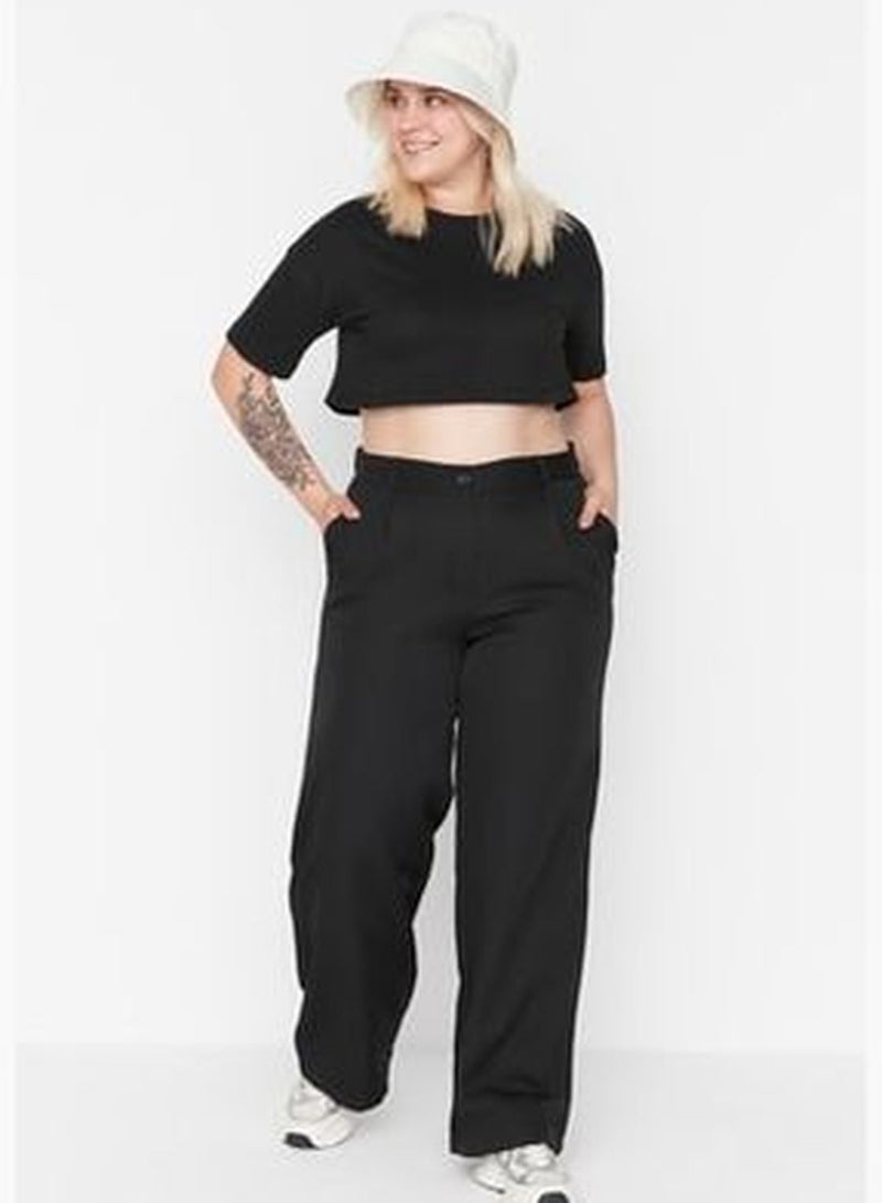 Black Wide Leg Woven Trousers TBBAW23AR00007