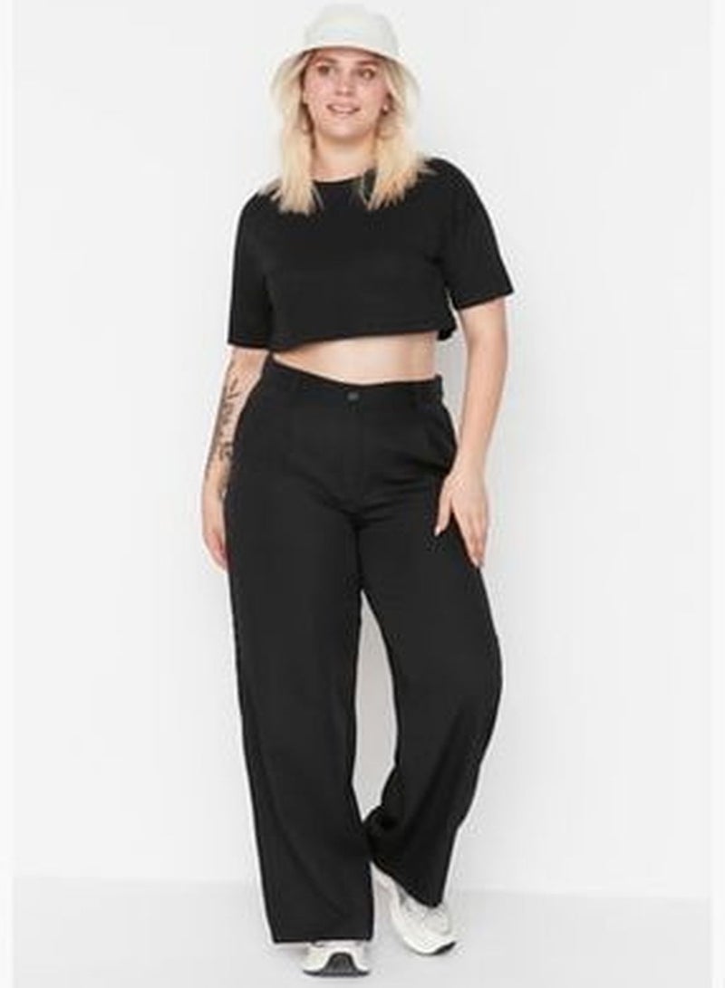 Black Wide Leg Woven Trousers TBBAW23AR00007